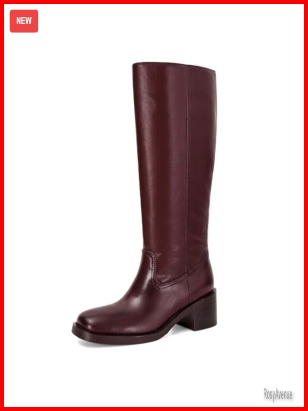 Womens Knee High Wide Calf Boots Square Toe Block Heel Pull On Riding Boots